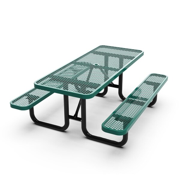 Commercial Grade Expanded Mesh Metal Outdoor Picnic Table with Anchors