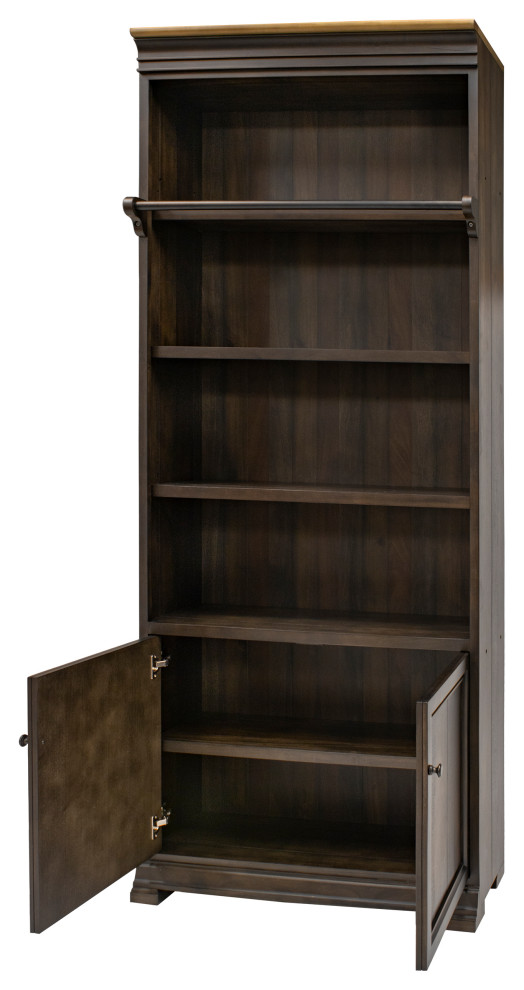 Executive Bookcase Wall With Wood Ladder  Fully Assembled  Brown   Traditional   Bookcases   by Martin Furniture  Houzz