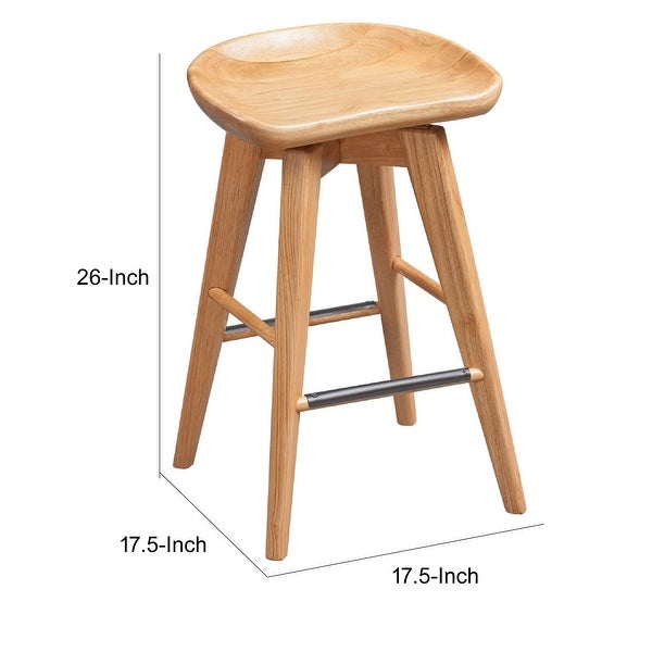 Esme 24 Inch Swivel Counter Stool with Contour Seat， Wood， Natural Brown