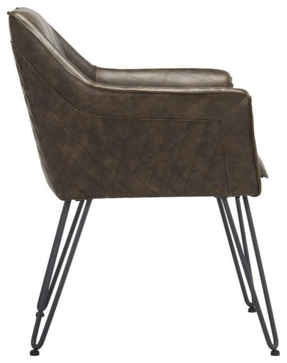 Milo 19 quotMid Century Modern Leather Dining Chair  Set of 2  Dark Brown   Midcentury   Dining Chairs   by V.S.D Furniture  Houzz