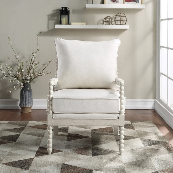 Kaylee Spindle Chair in Fabric with White Frame