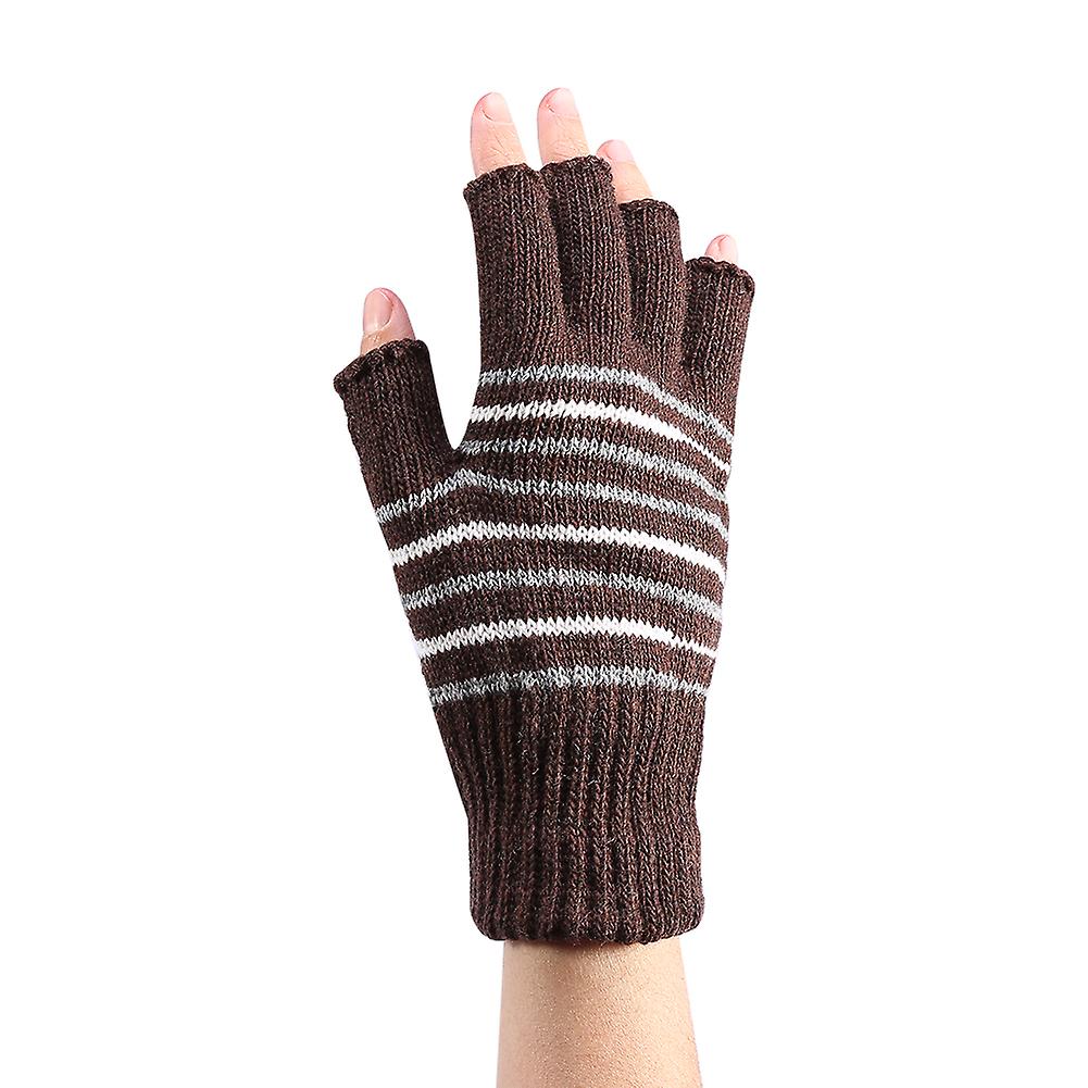 1 Pair 5v Usb Winter Warm Heating Gloves Men Women Heated Half Finger Mittens Coffee