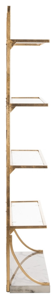 Pami 4 Glass Tier Marble Base Etagere/ Bookcase Gold/ White/ Clear   Modern   Bookcases   by Virgil Stanis Design  Houzz