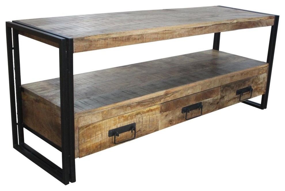 Timbergirl Industrial Reclaimed Wood 3 Drawer TV Console   Industrial   Entertainment Centers And Tv Stands   by Timbergirl  Houzz