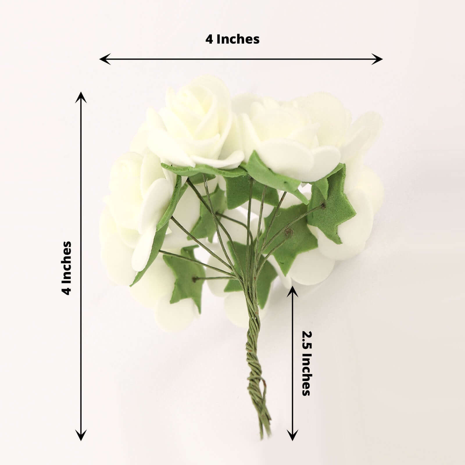 48 Roses Ivory Real Touch Artificial DIY Foam Rose Flowers With Stem, Craft Rose Buds 1