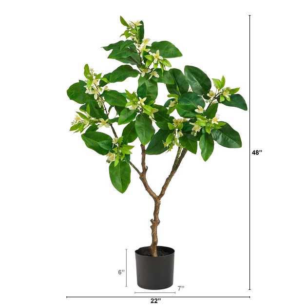 Nearly Natural 4-ft Grapefruit Flower Artificial Tree