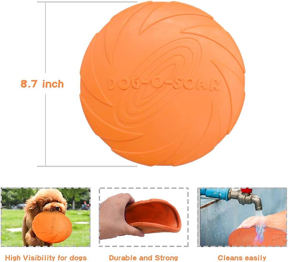 Dog Flying Disc Toy 8.7inches -  2 Pack Pet Training Orange Soft Rubber Interactive Toy Floating Water Dog Toy For Medium Large Dogs Chewers Outdoor F