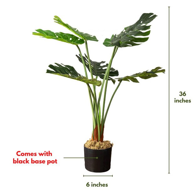 Artificial Monstera Plant In Black Pot Indoor Artificial Plant For Home Decor