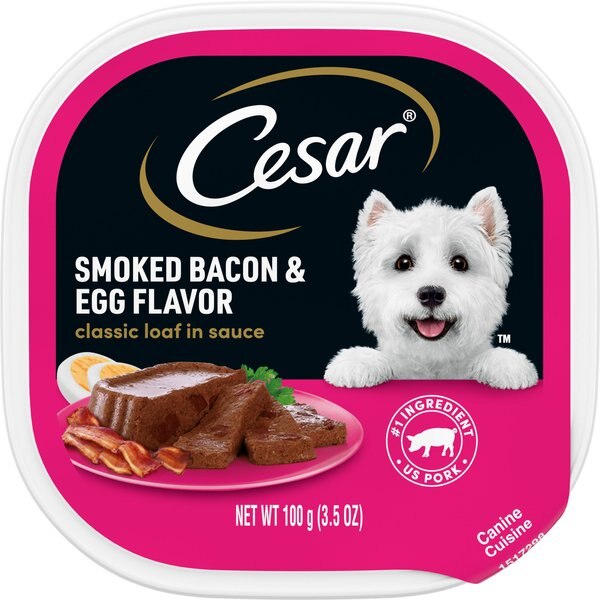 Cesar Classic Loaf in Sauce Smoked Bacon and Egg Flavor Dog Food Trays