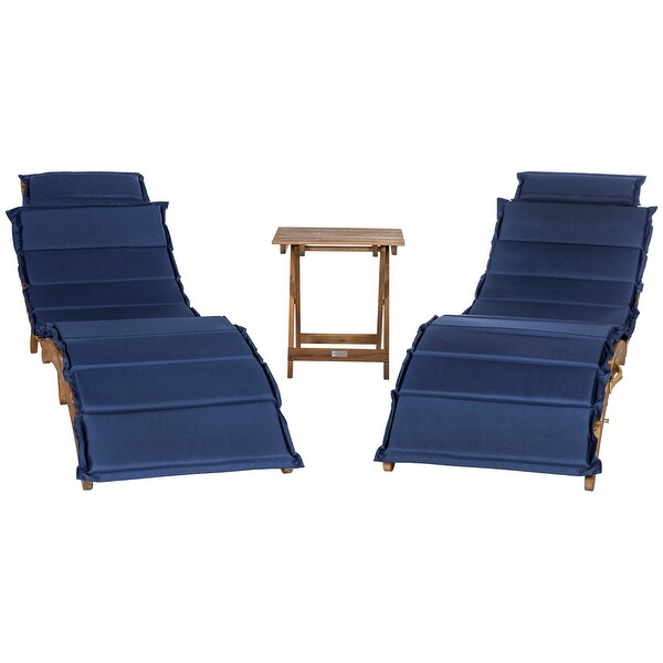 SAFAVIEH Outdoor Living Pacifica Brown/ Navy Piece Lounge Set