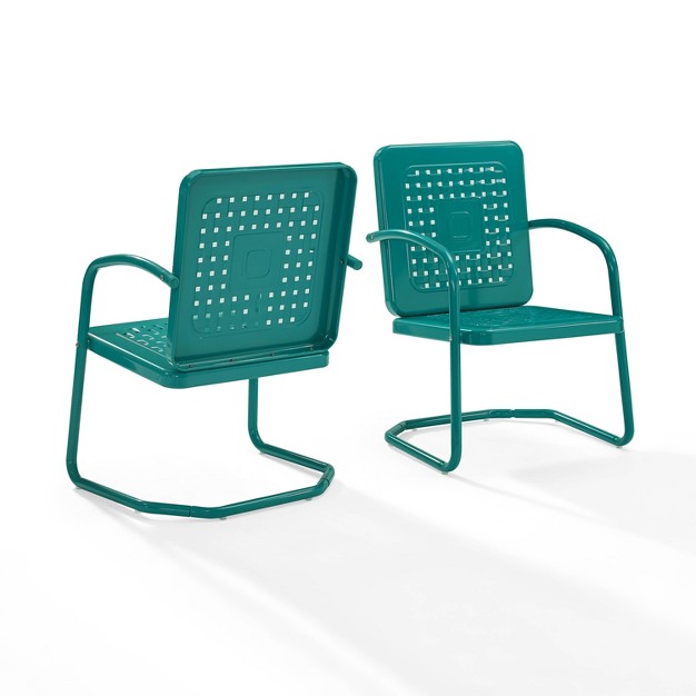 2pk Bates Outdoor Metal Chairs Turquoise Crosley