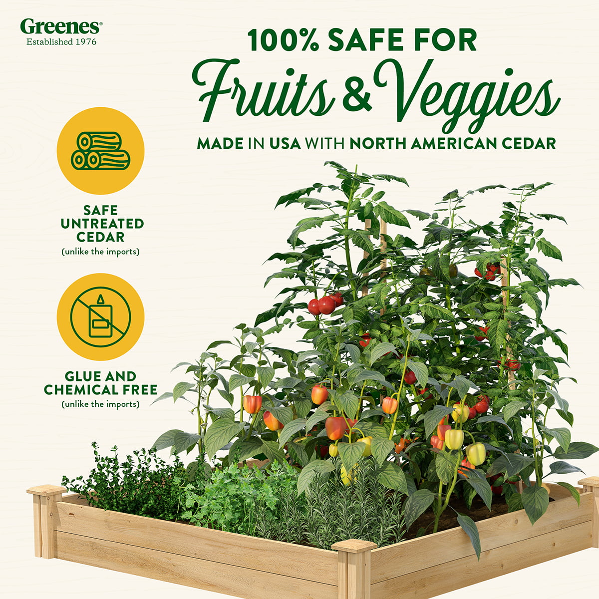 Greenes Fence 4' x 4' x 7" Cedar Raised Garden Bed