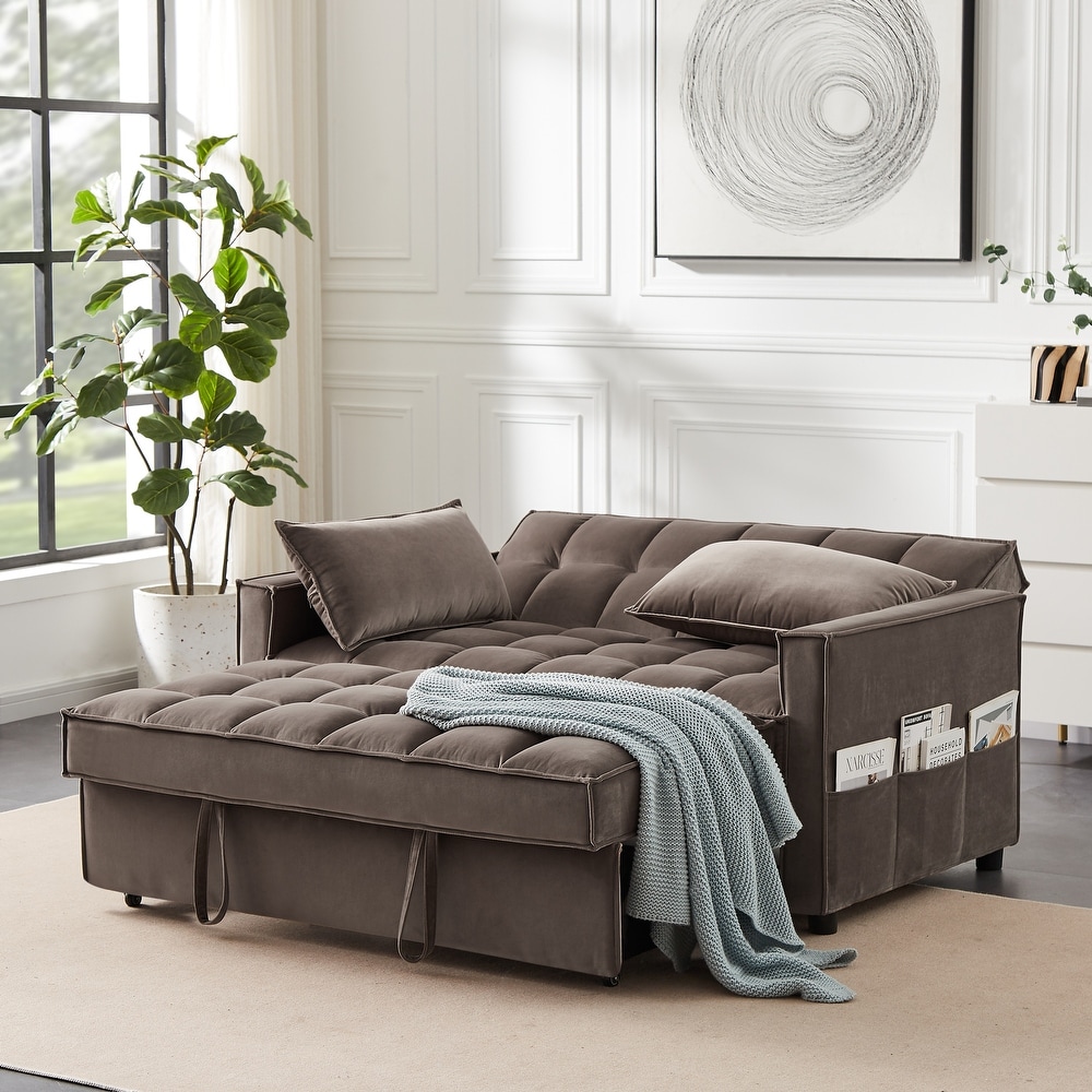 Loveseat Sofa Velvet Pull out Couch Sleeper Convertible Sofa Bed