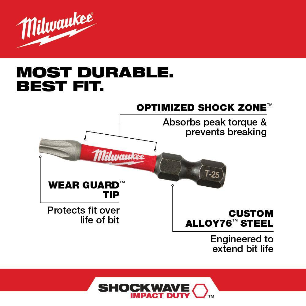 MW SHOCKWAVE Impact Duty 1 in. T30 Torx Alloy Steel Insert Bit (2-Pack) 48-32-4437