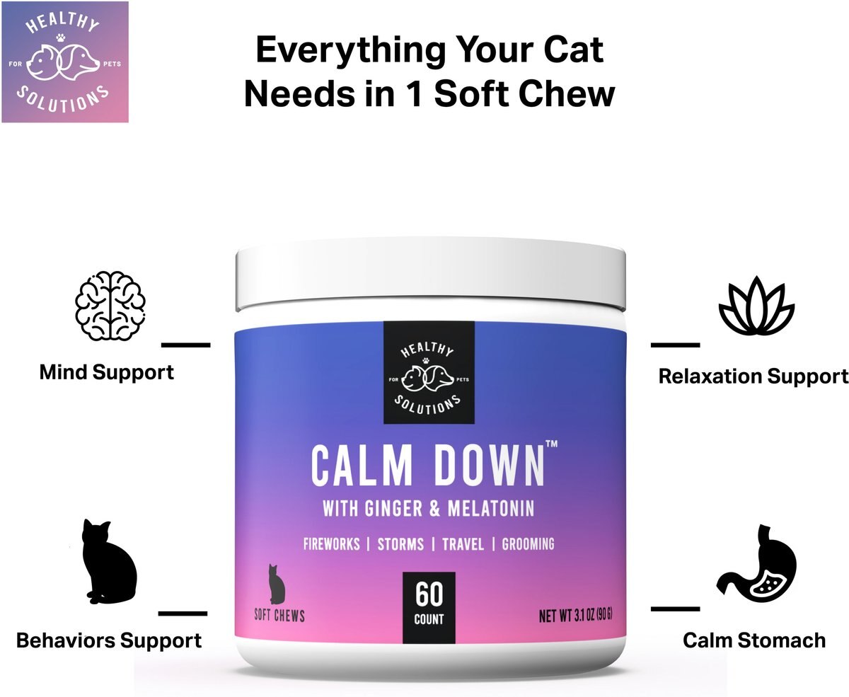 Healthy Solutions for Pets Soft Chews Calming Supplement for Cats， 60 Count