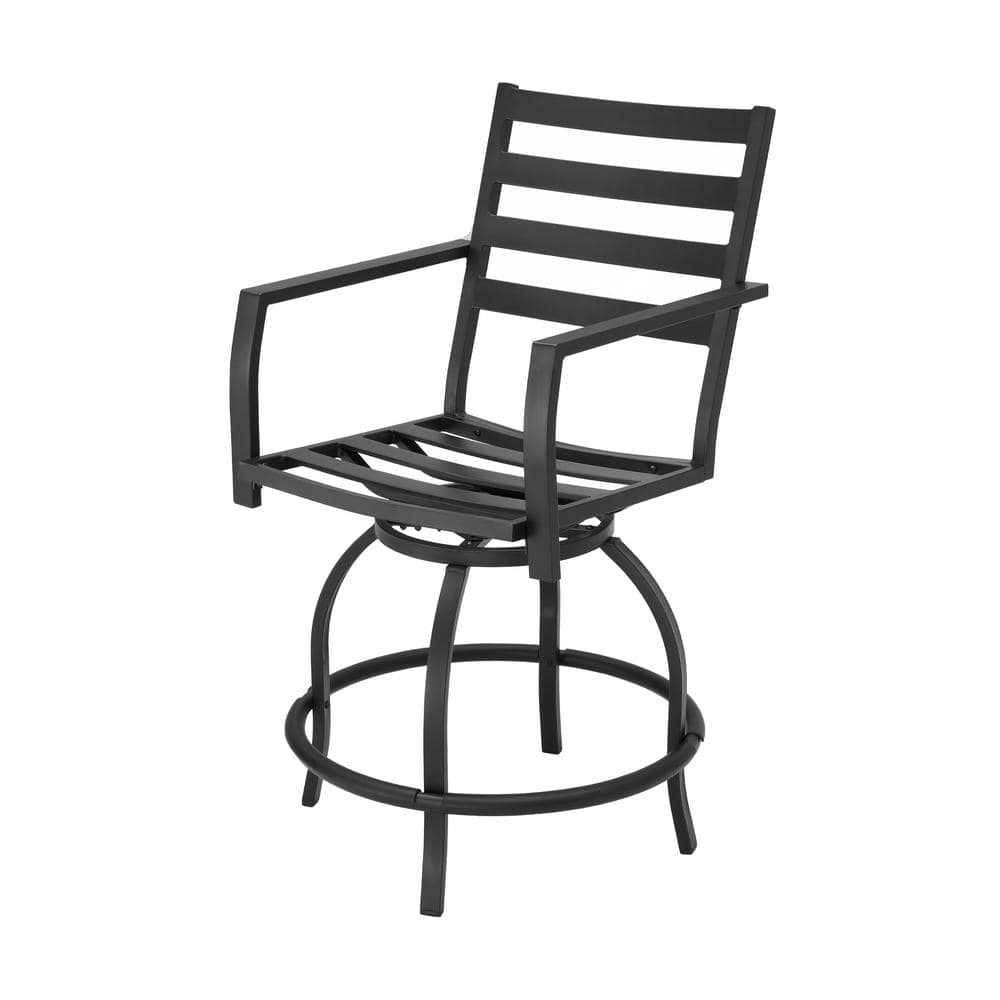 Patio Festival Swivel Metal Outdoor Bar Stool with Beige Cushion (2-Pack) PF18264