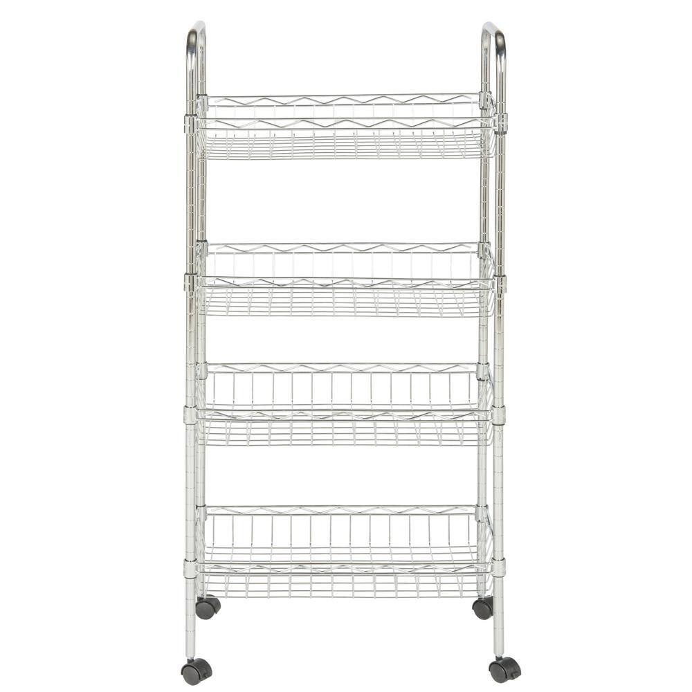 SAFAVIEH Chrome 4-Tier Carbon Steel Wire Shelving Unit (18 in. W x 37 in. H x 10 in. D) HAC1012A