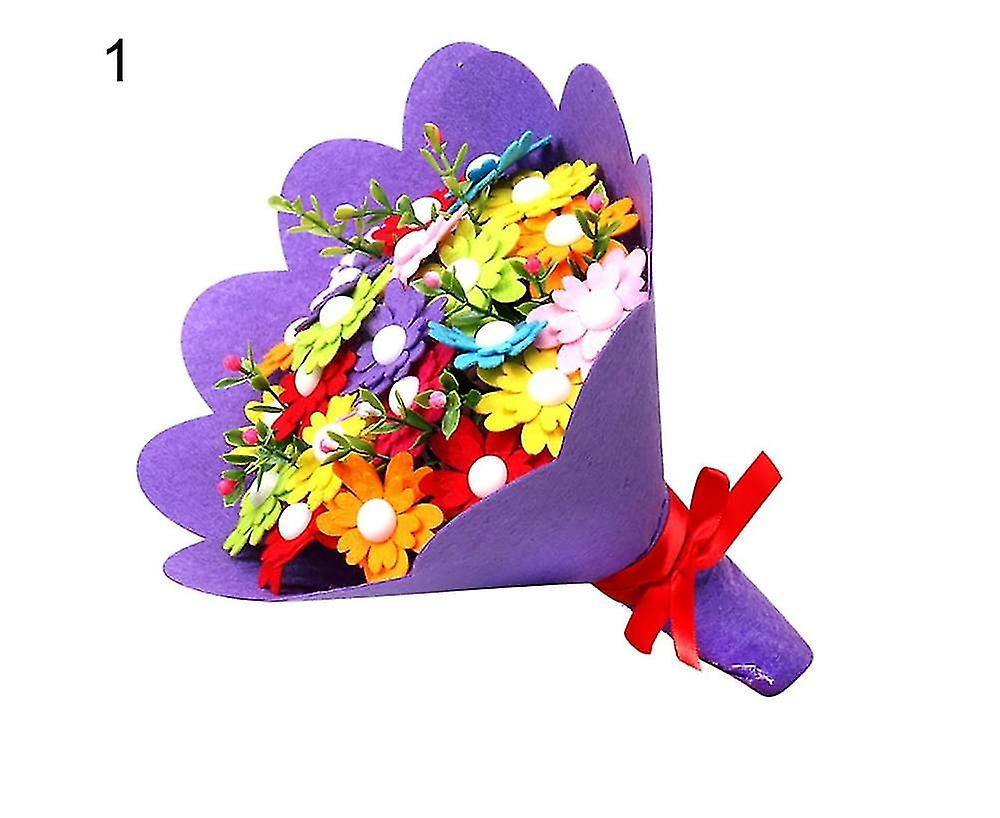 Kindergarten Handmade Puzzle Nonwoven Flower Bouquet Diy Children Craft Toy Gift - 2