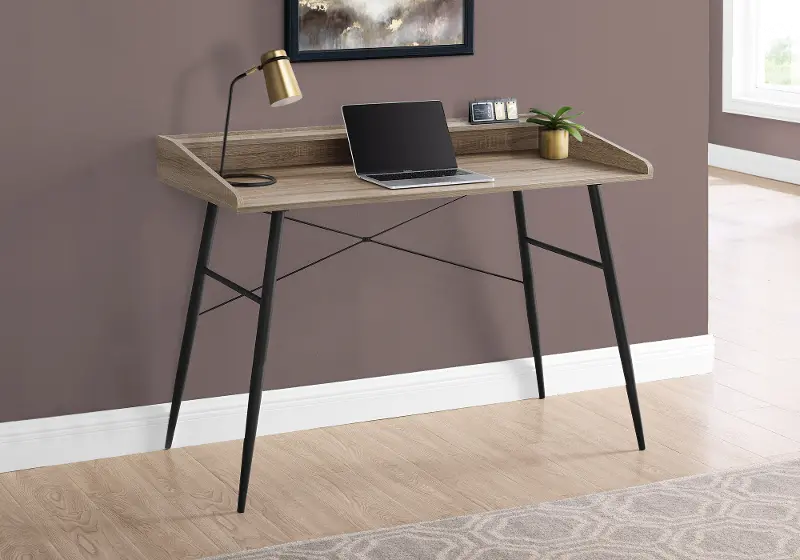 Mid-Century Modern 48 Inch Taupe Computer Desk