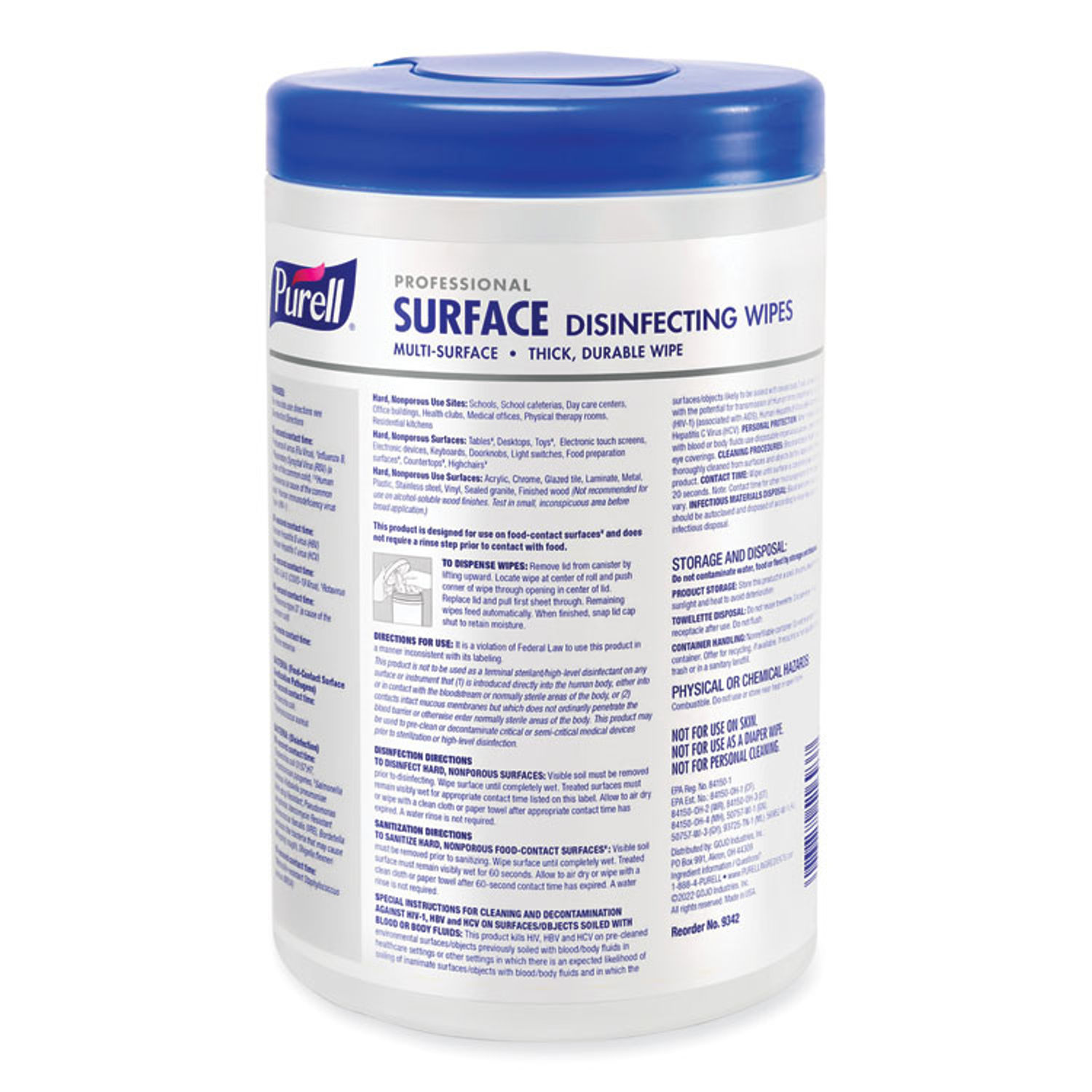 Professional Surface Disinfecting Wipes by PURELLandreg; GOJ934206CT