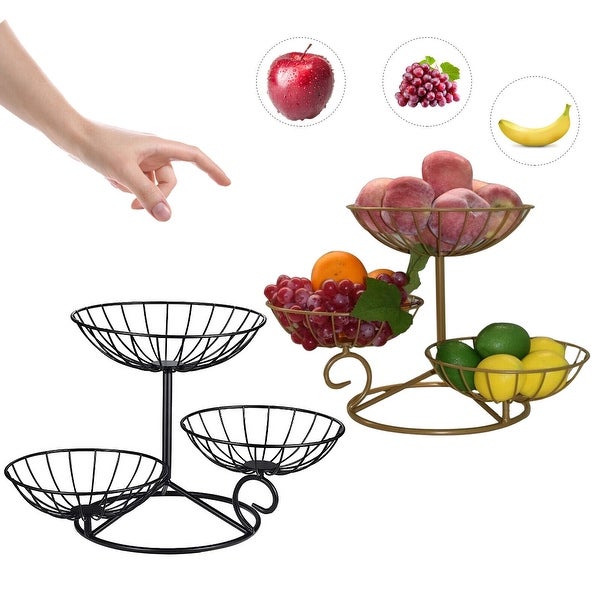 3-Tier Multifunctional Metal Fruit Storage Basket Stand Detachable