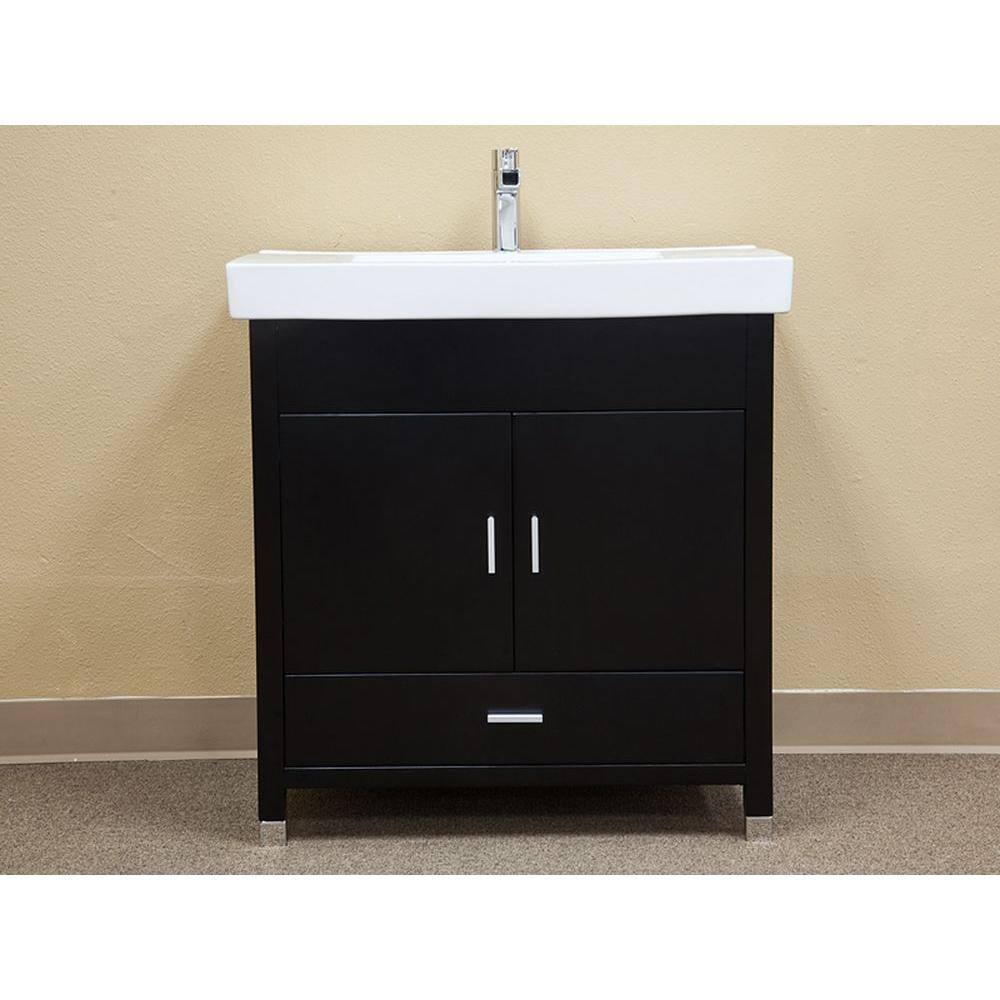 Bellaterra Home Odessa S 32 in. W Single Vanity in Black with Porcelain Vanity Top in White BT3107-S