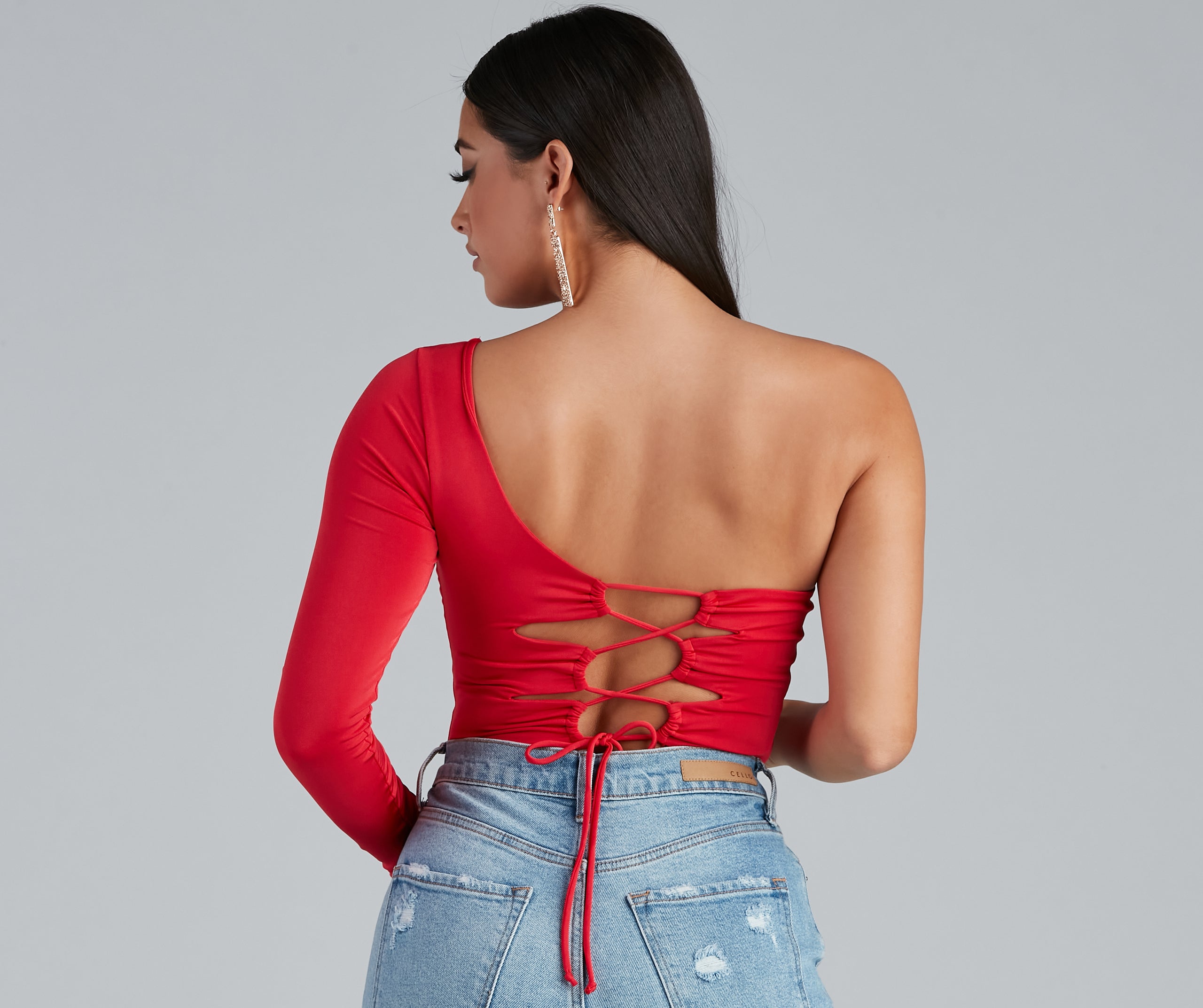 Strappy Stunner One-Shoulder Bodysuit