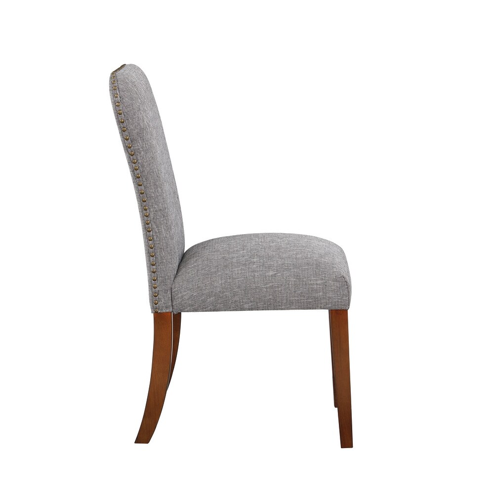 Sea Oat Dining Chair in Performance Fabric with Nail Heads   Set of 2