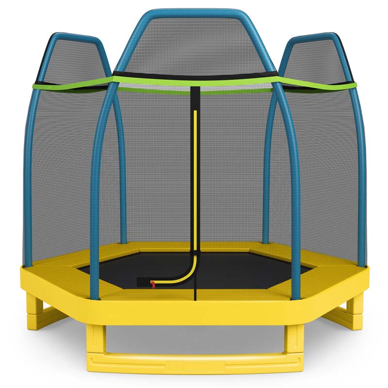 7 FT ASTM Certified Kids Trampoline Recreational Bounce Jumper with Safety Enclosure Net