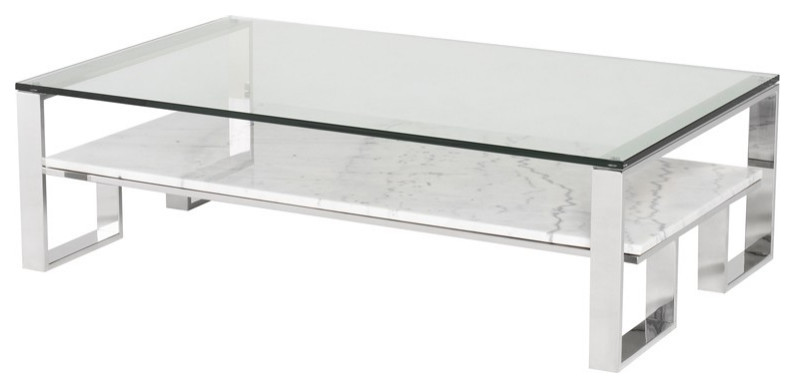 Benvolio Coffee Table White Marble Stainless   Contemporary   Coffee Tables   by V.S.D Furniture  Houzz