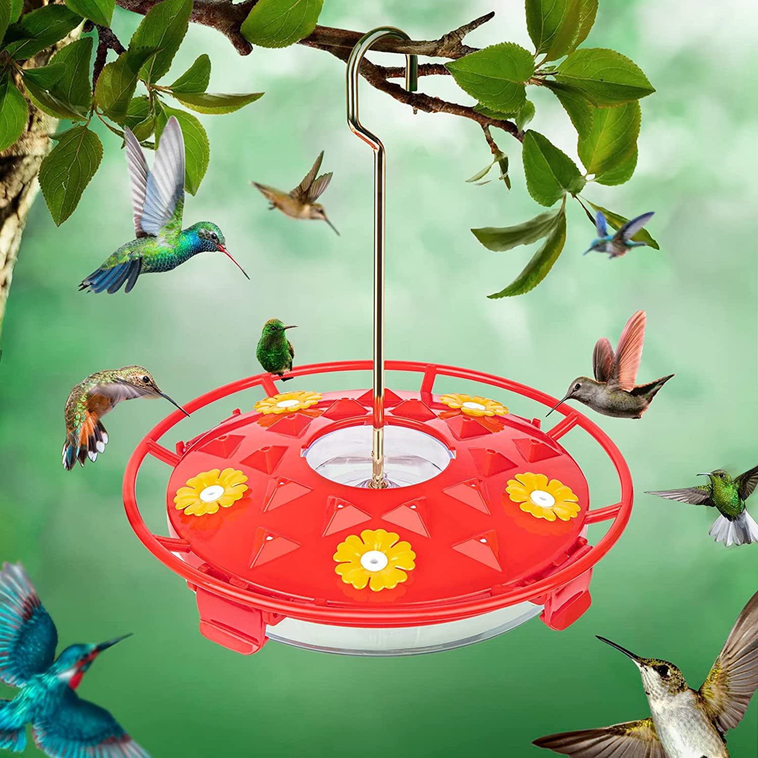 Hummingbird Feeder for Outdoors， 8 Feeding Ports， Leak-Proof， Bird Feeders for Outside and Garden Decoration