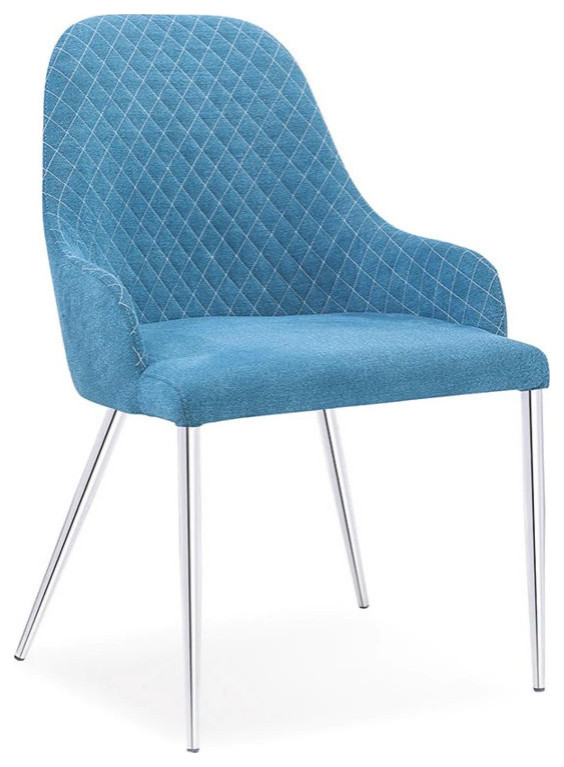 Sandro Dining Chair  Blue Color Soft Fabric Seat  Chrome Legs   Midcentury   Dining Chairs   by Rustic Home Furniture Deco  Houzz