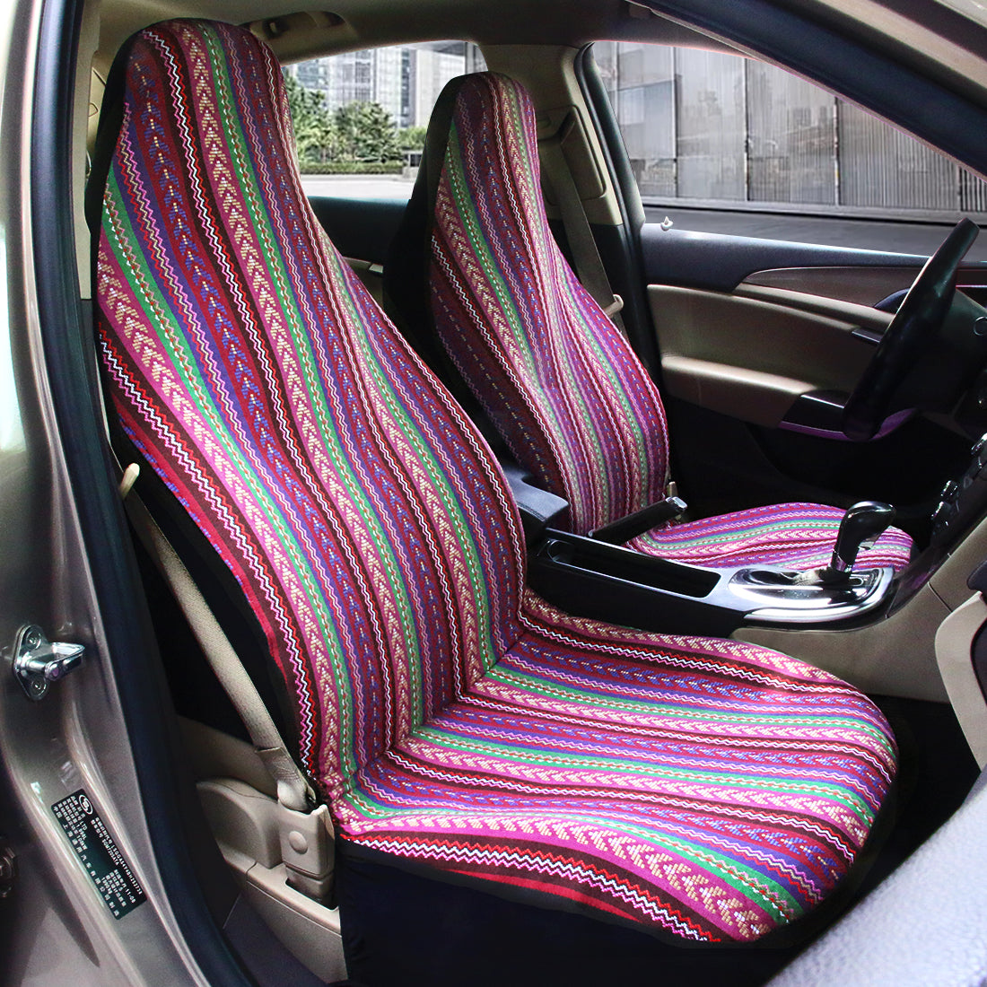 Copap Car Seat Covers Baja Woven Seat Cover Royal-Purple Boho Ethnic Tribal Style Multi-Color 4pc Universal Fits for Car