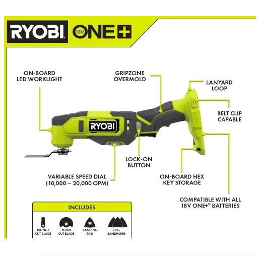 Ryobi ONE+ 18V Cordless 6-Tool Combo Kit with 1.5 Ah Battery， 4.0 Ah Battery and Charger (PCL1600K2)