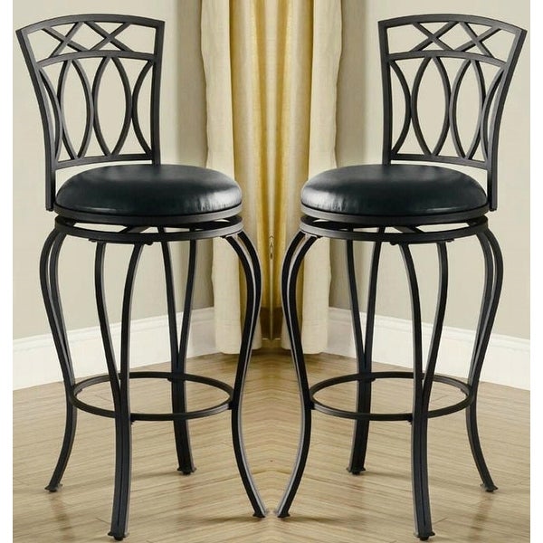 Timeless Design Metal Framed Black Upholstered Swivel Bar Stool