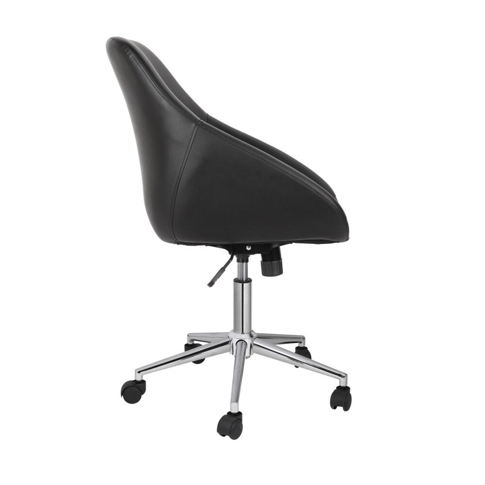 Porthos Home Hayes Swivel Office Chair  Chrome Base  PU Leather