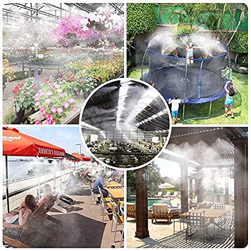 Landgarden Outdoor Misting Cooling System，49FT Misting Line，15 Brass Mist Nozzles for Patio Garden Greenhouse