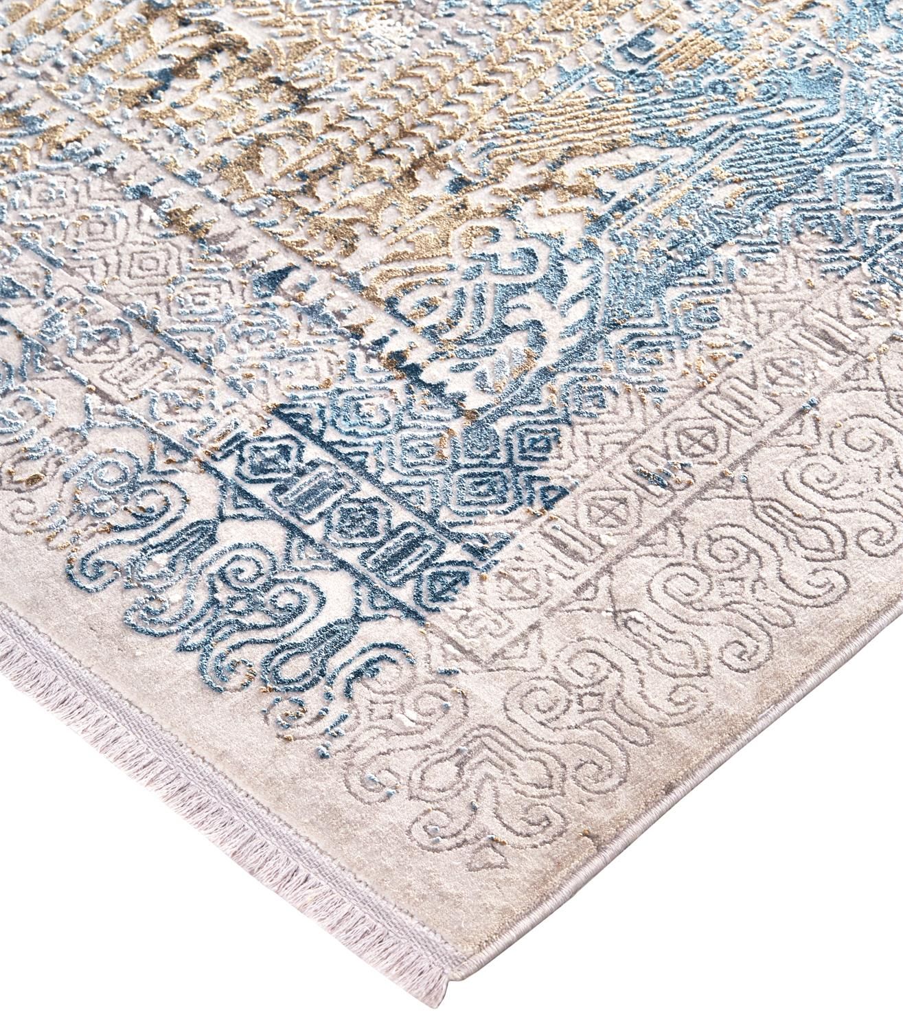 Lindstra Blue and Gray Rug by BD Fine