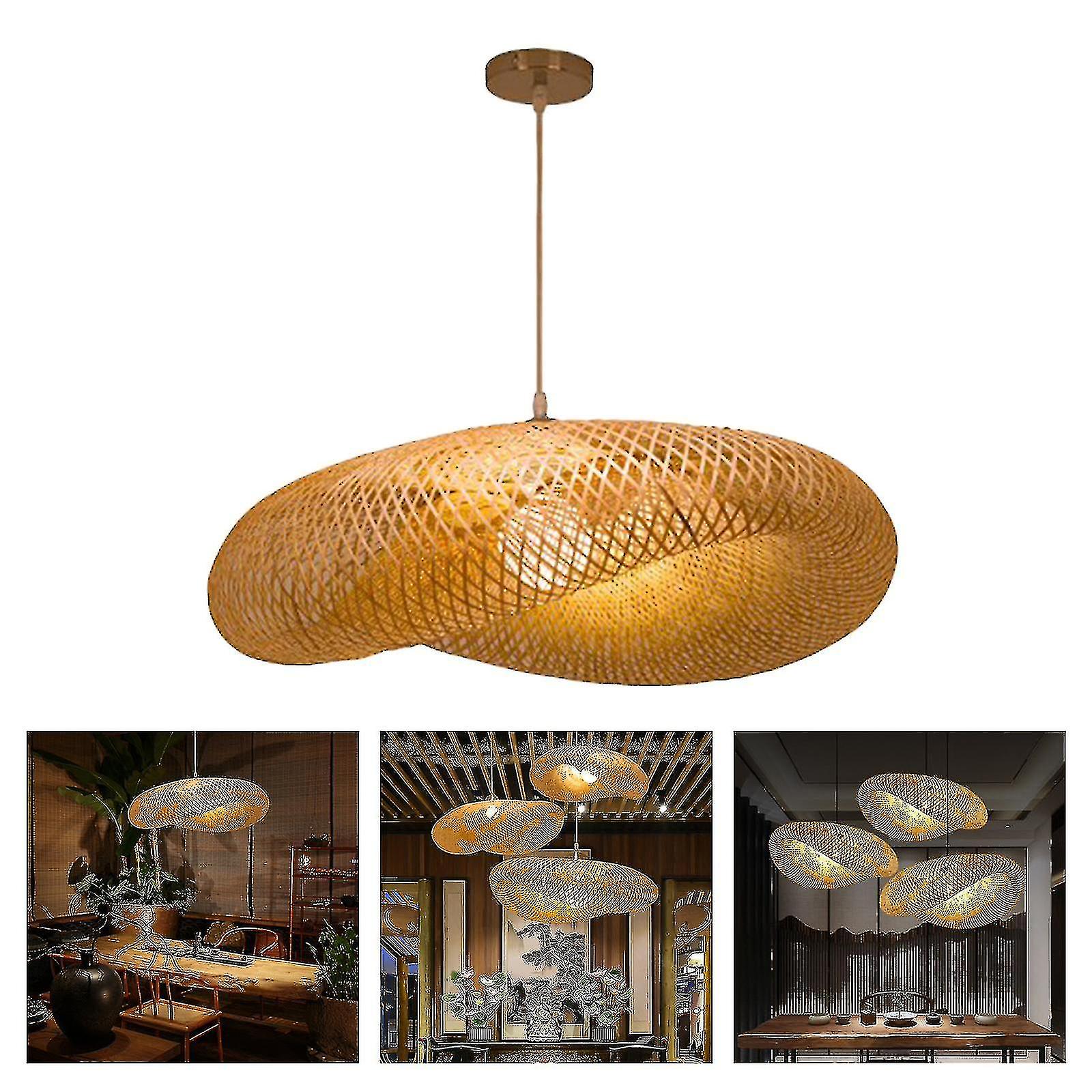 Bamboo Chandelier Led Lamp Pendant Cafe Bedroom Dining Decor