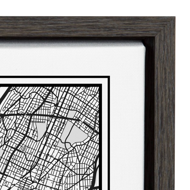 X 24 quot Sylvie New York City Modern Map By Jake Goossen Framed Wall Canvas Gray Kate amp Laurel All Things Decor