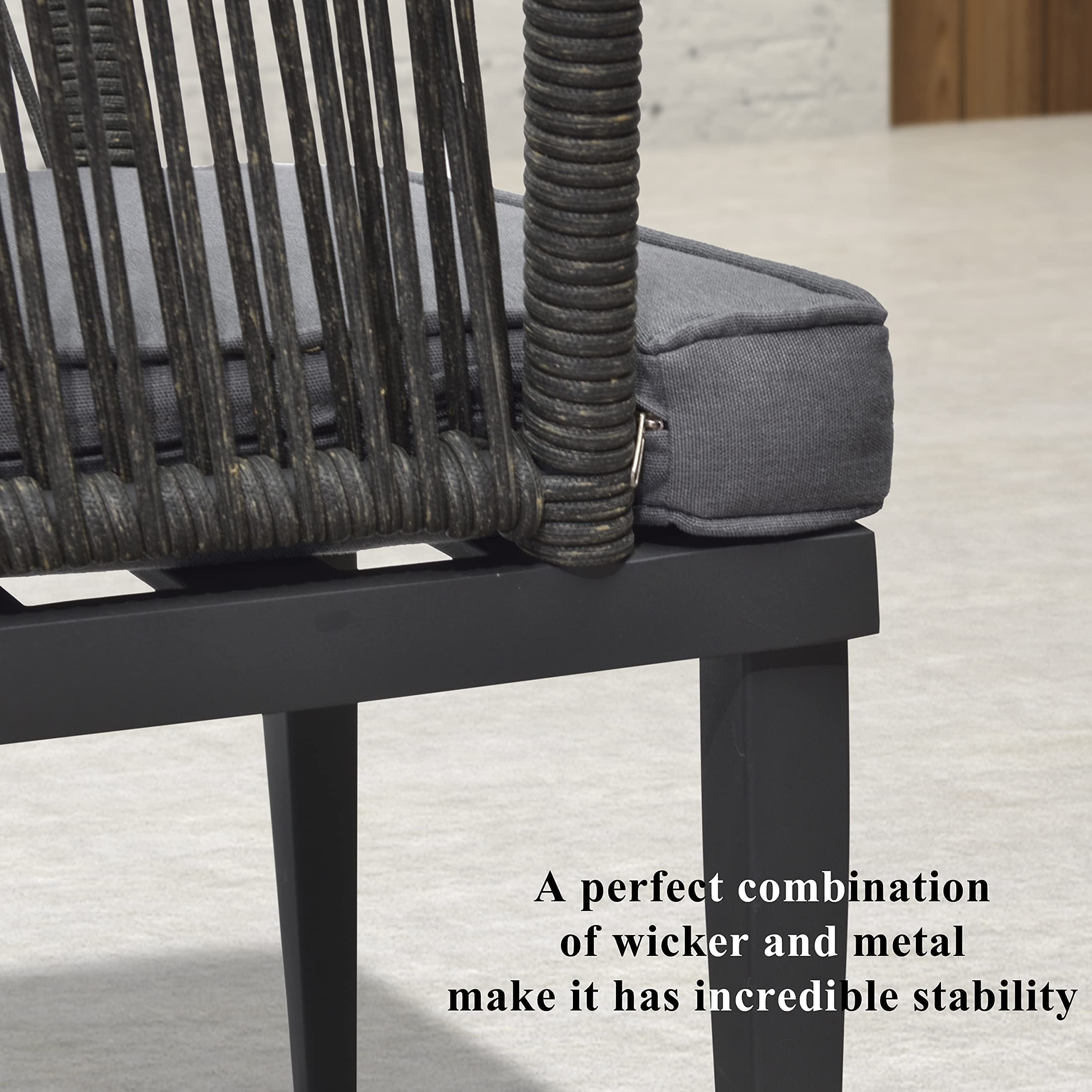 OPEN BOX I PURPLE LEAF 2 Pieces Patio Furniture Outdoor Dining Chairs All-Weather Wicker for Lawn Garden Backyard Deck Patio Dining Chairs with Cushions and Pillows, Grey