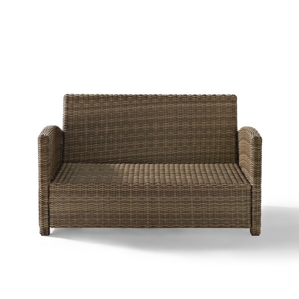 Crosley Bradenton Outdoor Wicker Loveseat with Sand Cushions