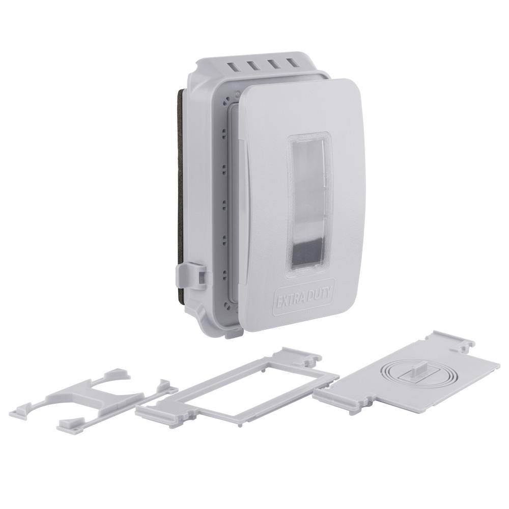 Commercial Electric 1-Gang Extra Duty Non-Metallic Low Profile While-In-Use Weatherproof Cover HorizontalVertical Receptacle Cover White WCWR1PW