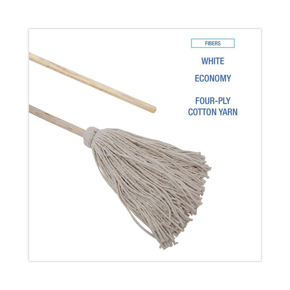 Boardwalk 24 oz. Cotton Fiber Head String Deck Mop with 54 in. Wooden Handle (6-Pack) BWK124C