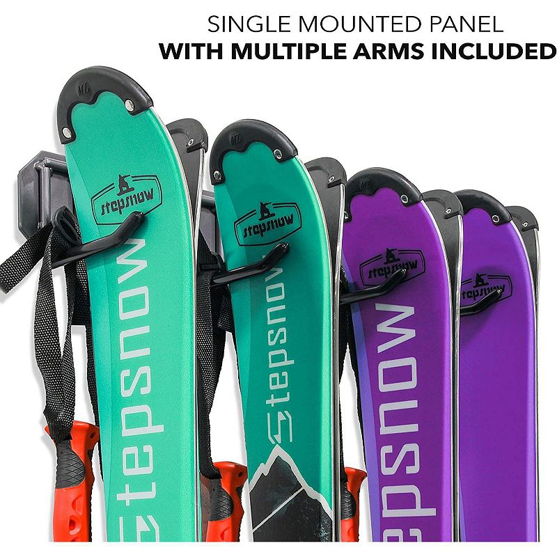 RaxGo Ski Wall Rack， Holds 4 Pairs of Skis and Skiing Poles or Snowboard