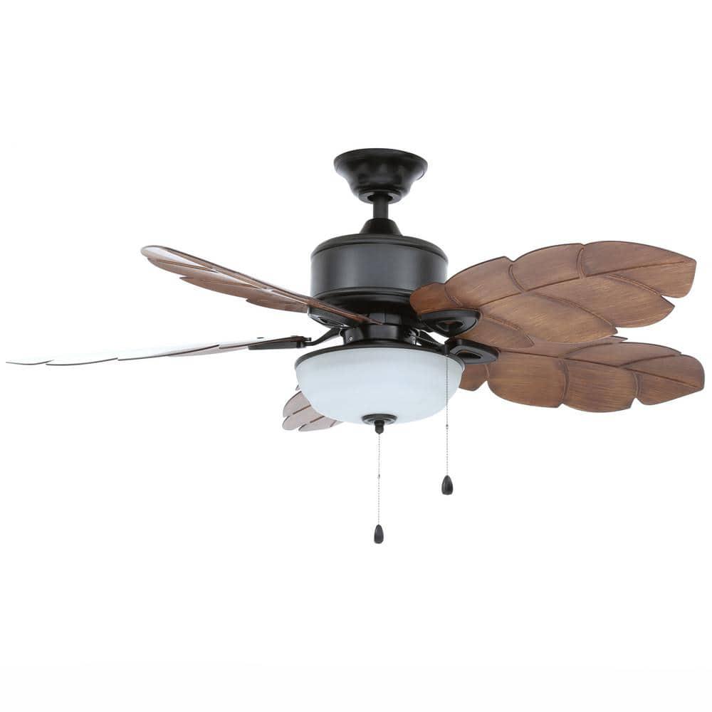 Home Decorators Collection Palm Cove 52 in IndoorOutdoor LED Natural Iron Ceiling Fan with Light Kit Downrod and Reversible Motor