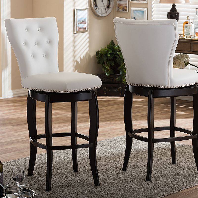 Baxton Studio Leonice Faux-Leather Swivel Counter Stool 2-piece Set