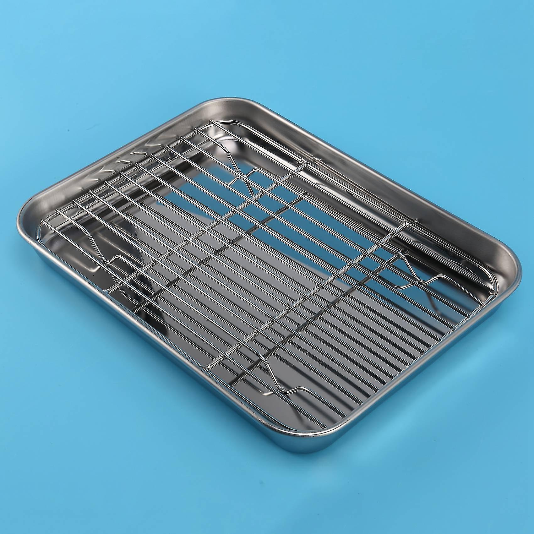 9 Inch Toaster Oven Tray And Rack Set， Small Stainless Steel Baking Pan With Cooling Rack，dishwashe