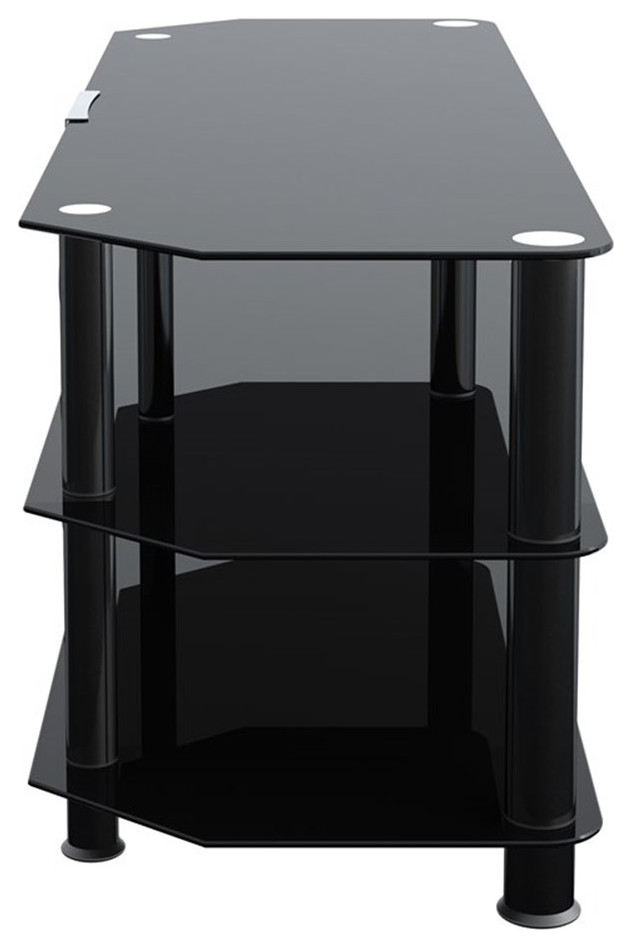 AVF Transitional Steel and Glass TV Stand for 39 quotto 60 quotTVs in Black   Contemporary   Entertainment Centers And Tv Stands   by Homesquare  Houzz