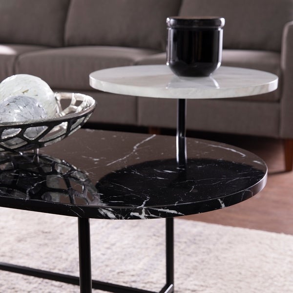 SEI Furniture Aasen Contemporary Black Stone Coffee Table